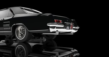 Eski araba kuyruğu siyah arka plan üzerine