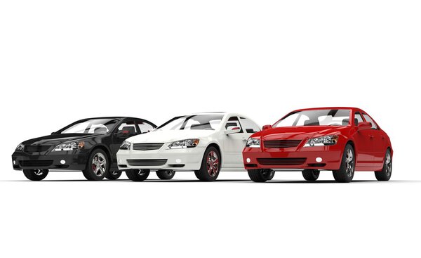 White black and red cars