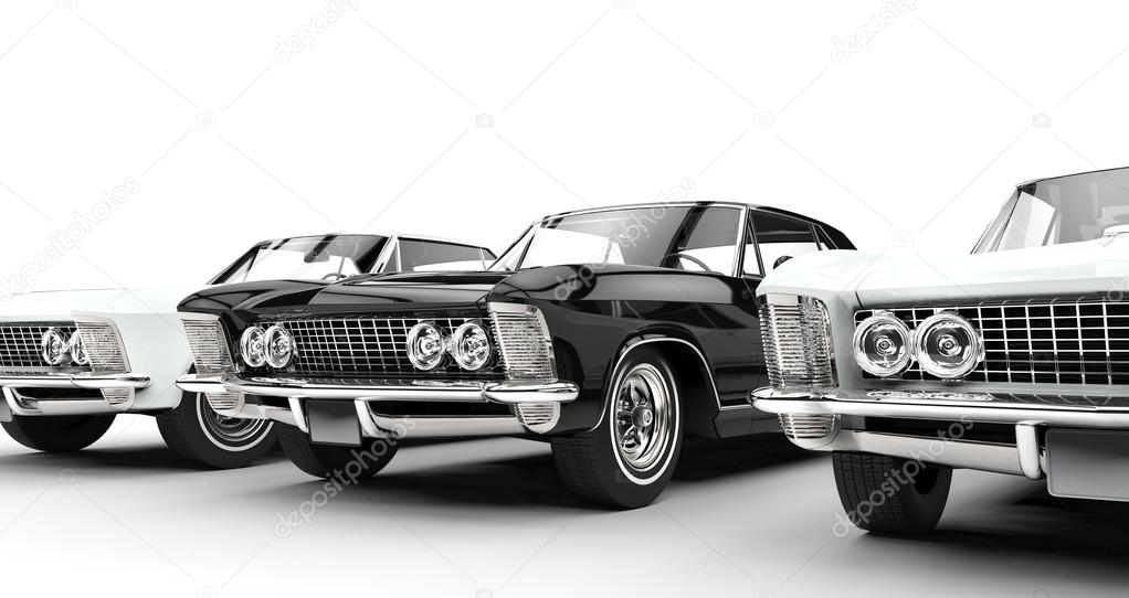Black And White Classic American Cars Stock Editorial