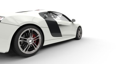 Beyaz hızlı araba lastik portre