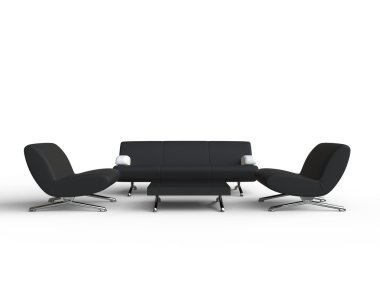 Oturma odası siyah mobilya takımı