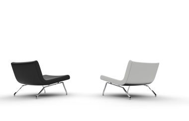 Siyah ve beyaz koltuklar - arkadan görünüm