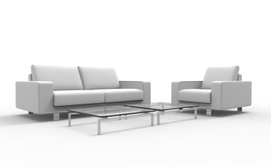 White Sofa And Armchair