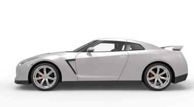 Gümüş renkli spor araba yan görünüm