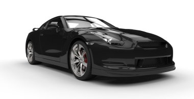 Siyah spor araba - Önden Görünüm