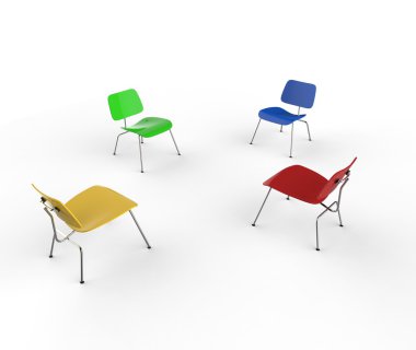 Renkli sandalyeler - üst yan görünüm