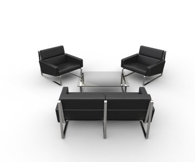 Deri oturma odası mobilyaları - Üstten Görünüm