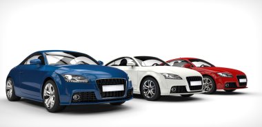 Mavi beyaz kırmızı arabalar