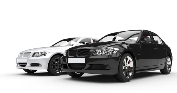 Black and white car - front view — Stock Photo, Image