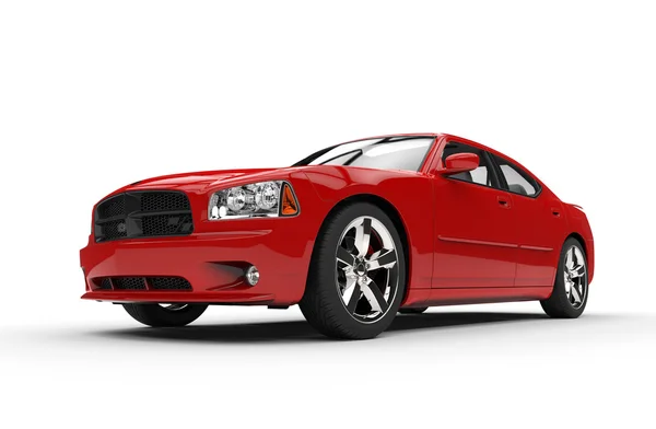 Rojo potente coche - primer plano delantero —  Fotos de Stock