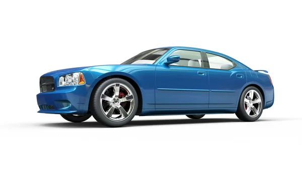 Μεταλλικό φωτεινό μπλε γρήγορο αυτοκίνητο — Φωτογραφία Αρχείου