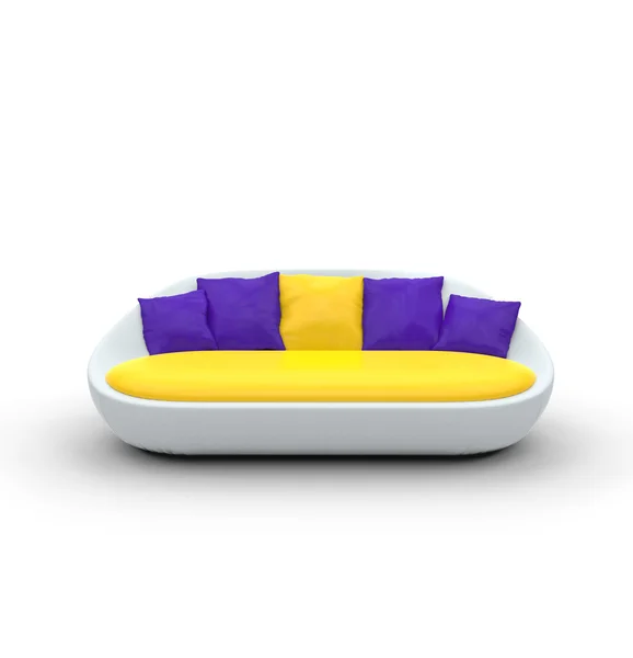 Ljusa vita lila soffa — Stockfoto