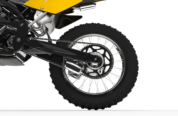 Yellow Dirt Bike - Back Wheel — Stock Photo, Image