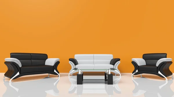 Contemporary Living Room Orange — Stock Photo, Image