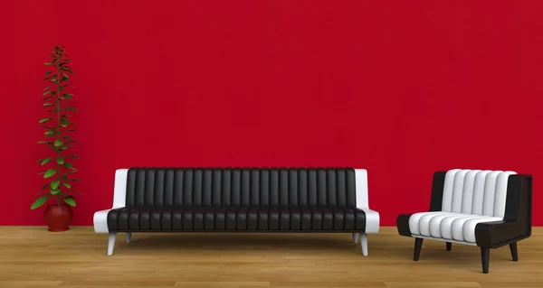 Modernt vardagsrum röd — Stockfoto