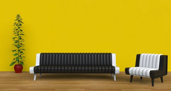 Modernt vardagsrum gul — Stockfoto