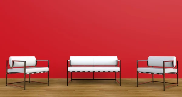 Salón rojo y blanco —  Fotos de Stock