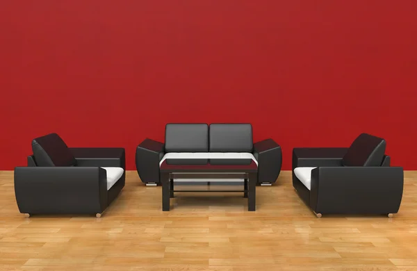 Zeitgemäßes Wohnzimmer rot — Stockfoto