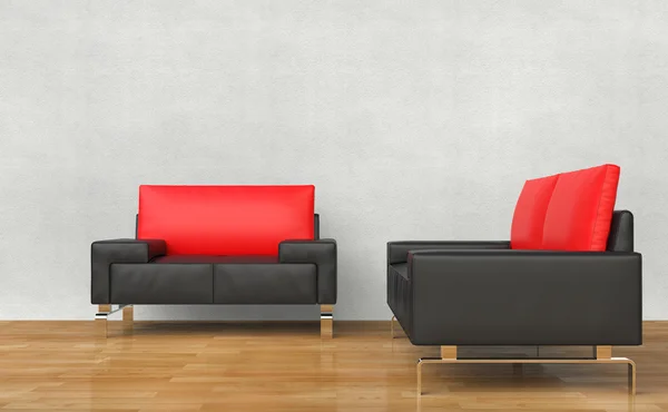 Black and red armchairs — Stock Photo, Image