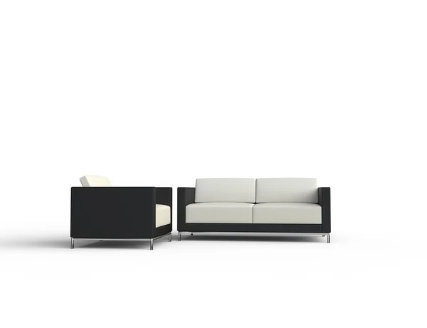 Mobília branca e preta da sala de estar — Fotografia de Stock