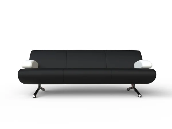 Schwarze Couch mit weißen Armlehnen — Stockfoto