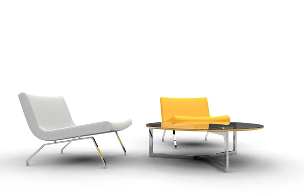 Weiße und gelbe Sessel — Stockfoto