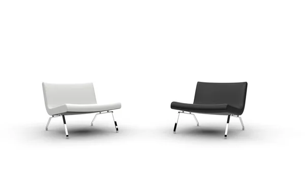 White And Black Armchairs - Front View — Stock Photo, Image