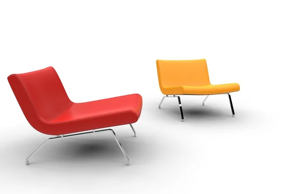 Червоний та жовтий крісла — стокове фото