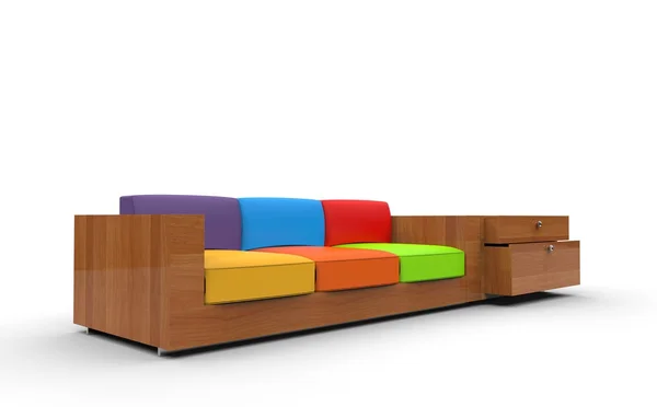 Helder gekleurde houten Sofa — Stockfoto