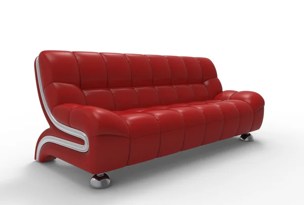 Heldere rood lederen Sofa — Stockfoto
