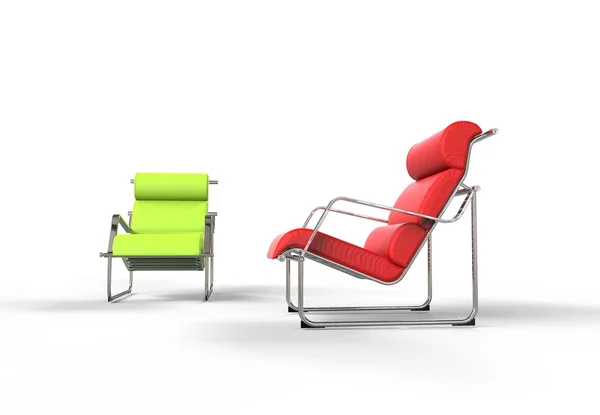 Bright Green And Red Modern Armchairs — Stock Photo, Image