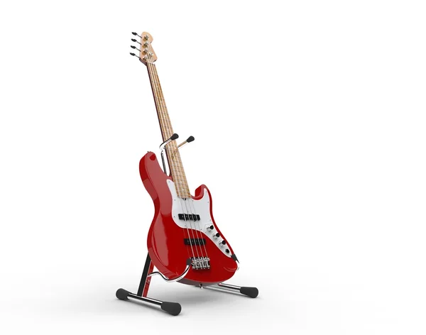 Red Bass Guitar On The Stand — Stock Photo, Image