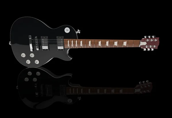 Black Electric Guitar On Black Background — Stock Photo, Image