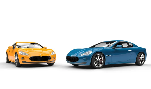 Yellow And Cyan Cars — Stock Photo, Image