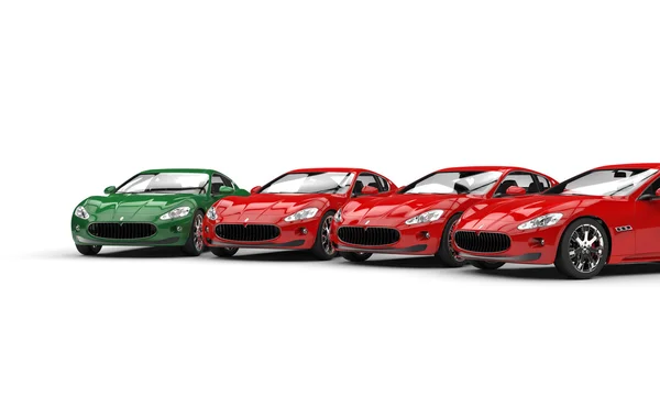 Green Car Stands Out — Stock Photo, Image