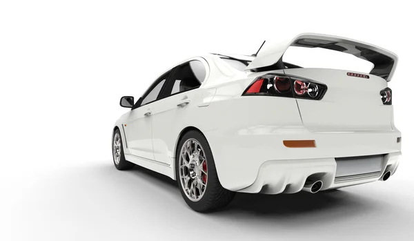 White Rally Car - Back Side View — Stock Photo, Image