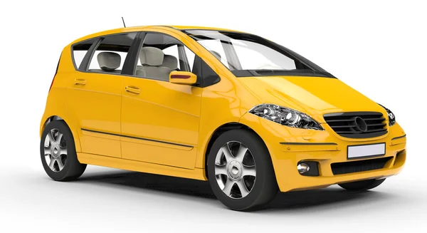 Carro compacto amarelo — Fotografia de Stock