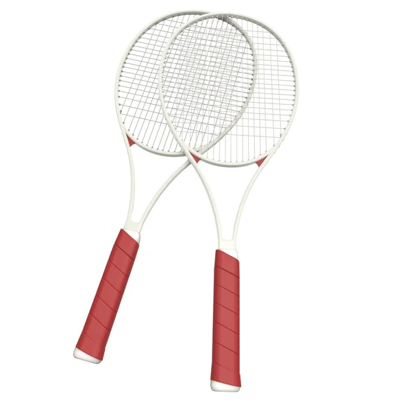 Tennis racquets - White with red handles — Stock Photo, Image