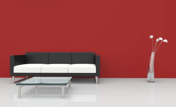 Modern Red Living Room — Stock Photo, Image