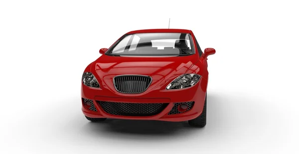 Carro compacto vermelho - Vista frontal — Fotografia de Stock