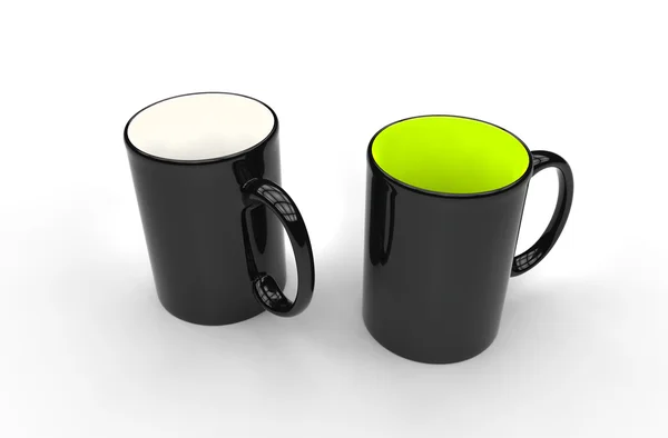 Two Black Coffee Mugs - Top View — Stock Photo, Image