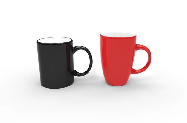 Tazas de café negro y rojo — Foto de Stock