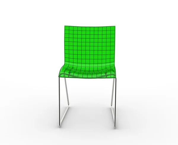 绿色现代塑料椅子-前视图 — 图库照片