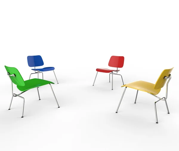 Vier farbige Stühle — Stockfoto