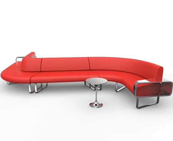 Sofá curvo vermelho do salão — Fotografia de Stock