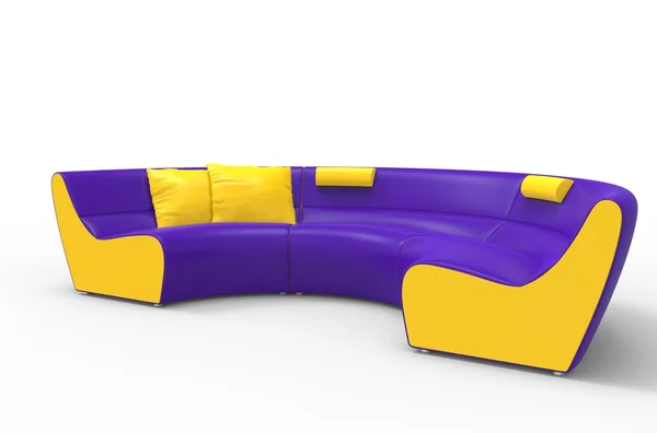 Żółty, fioletowy Sofa — Zdjęcie stockowe