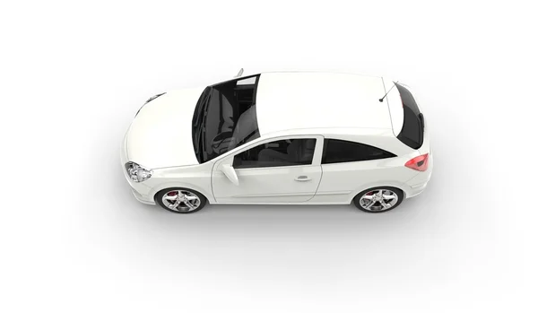 Λευκό σύγχρονη συμπαγές αυτοκίνητο - κορυφαία πλευρά άποψη — Φωτογραφία Αρχείου