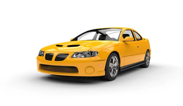 Yellow Sports Car - Front Side View — Stock Photo, Image