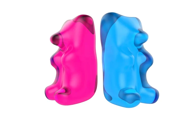 Roze en blauwe Gummy beren — Stockfoto