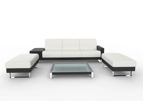 Moderne witte Sofa met koffietafel — Stockfoto